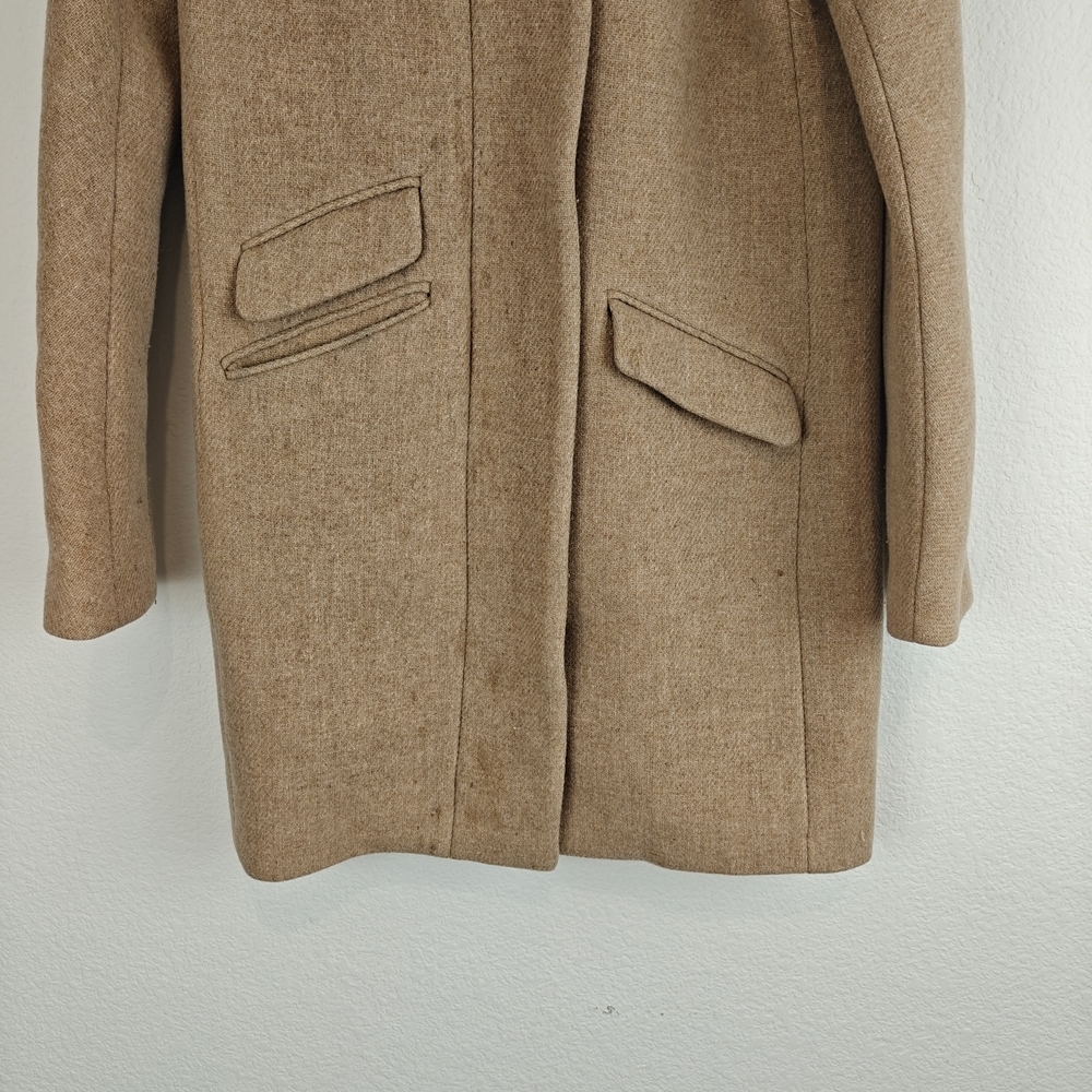 J.Crew Cocoon Coat Italian Stadium-Cloth Wool SANDSTONE - BEIGE Sz 2 (Stains) - Picture 5 of 16